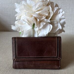 Fossil Honey Brown Genuine Leather Multi Fold Wallet Card Holder